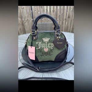 JUICY COUTURE super green/chocolate heritage dome satchel